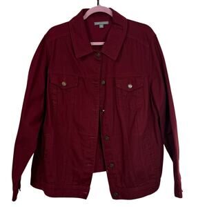 Jessica London Plus Size 1X Coral Button Front Jacket Casual Twill